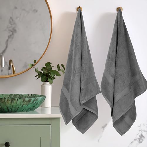 Superior - 900 g/m2 Cotton Bath Towel Set, Charcoal Color, 2 Pieces