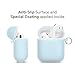 Airpods Case, GMYLE Silicone Protective Shockproof Airpods Earbuds Case Cover Skin with Keychain, Women Girls Cute, Compatible for Apple AirPods 2 & 1 - Light Aqua Blue [Front LED Visible]