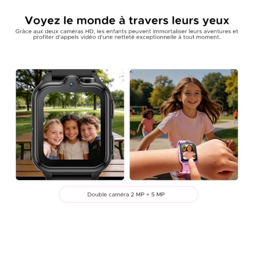 DOOGEEEco Anyscene S3 Children's GPS Smart Watch, 1.72 Inch HD Screen, 4G LTE Video Calls, IP68 Waterproof, 16 GB Memory, 900 mAh Battery, Pedometer Alarm Clock Games Birthday Gift, Black