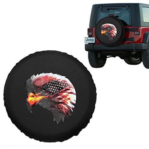 Eagle Head Spare Wheel Tire Cover Black Canvas Waterproof 15-17inch (17inch)
