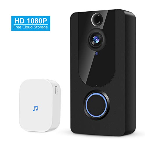 Video Doorbell Wireless 1080P HD WiFi Smart Doorbell Free Cloud Service Door View Home Security Doorbell Camera 166° Wide Angle Motion Detection Night Vision Two-Way Audio Video with Chime Kamep
