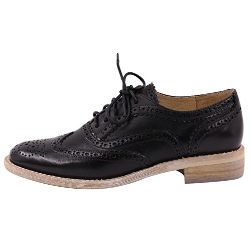 Jaro Vega Women's Comfort Leather Sole Perforated Lace Up Wingtip