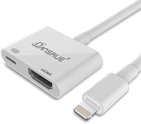 Lightning to HDMI Adapter Converter, 1080P Lightning to Digital AV Converter with Power Supply Port for iPhone X 8 7 6 5 iPad iPod on HDTV Monitor Projector, Plug and Play, Included Charging Cable