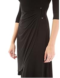 PattyBoutik para mujer con cuello de barco 3 4 Manga hebilla vestido