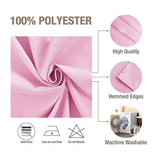 VEEYOO Cloth Napkins - Set of 12 Pieces 17 x 17 Inch Solid Polyester Table Napkins - Soft Washable and Reusable Dinner Napkin for Weddings, Parties, Restaurant (Pink Napkins Cloth)