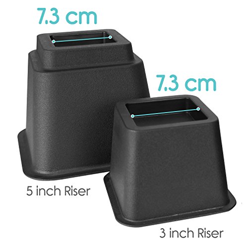 Bed Risers by Vive (5 & 3 Inch) Furniture Frame Lifter Stilts for