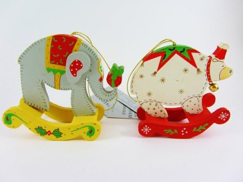 Gisela Graham Wooden Bear And Elephant Christmas Tree