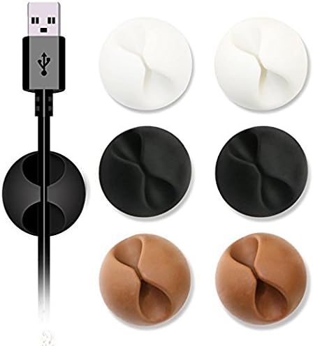 KCLIPS Cable Clips- Multipurpose Cable Clips, Cord Management System, Desktop Cable (6 Pcs, Brown White Black)