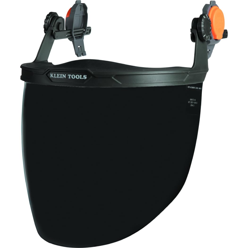 Klein Tools Face Shield for Safety Helmet and Cap-Style Hard Hats, Impact Rated, Anti-Fog, Low-Profile Design for Grinding