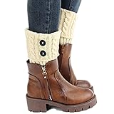 Clearance! E-Papaya 2016 Women's Buttons Leg Warmer Knit Boot Socks Topper Cuff (Beige)