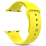 MoKo Apple Watch Band Series 1 Series 2, Soft Silicone Fitness Replacement Sports Band for 42mm Apple Watch All Models, YELLOW (Not fit 38mm Versions)