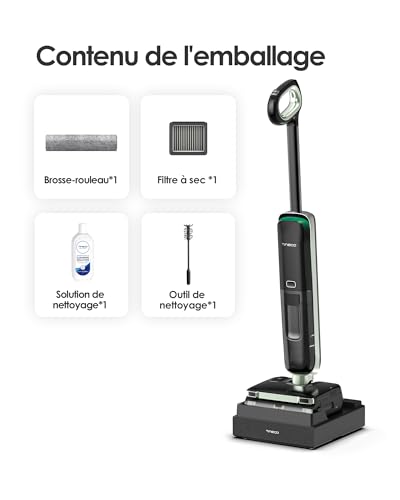Tineco Floor One S7 Master Vacuum Cleaner, StreakFree Squeegee, Ultra-Thin Thickness of 10 cm, DustReveal Green Lamp at 150°, Suction 23 kPa, FlashDry