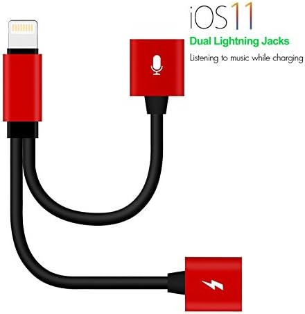 iPhone 7 Adapter, QXPLAZA Dual Lightning Headphone Audio &amp; Charge Adapter Splitter for iPhone X, iPhone 8/8Plus, iPhone 7/7Plus, Support for iOS 10.3 and Later