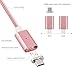 AGM Detachable Magnetic Adapter Micro USB 3.3ft High Speed Charging Cable with LED Indicator for Android Samsung HTC LG Motorola (Rose Gold)