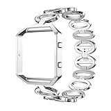 ANCOOL Fitbit Blaze Strap with Metal Frame Unique Style Stainless Steel Bracelet Replacement Metal Band for Fitbit Blaze (No Watch)-Silver
