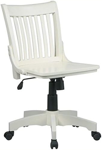 Pemberly Row Armless Wood Banker's Office Chair in Antique White