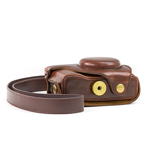 MegaGear MG269 Ever Ready Leather Camera Case Compatible with Nikon Coolpix P7800, P7700 - Dark Brown