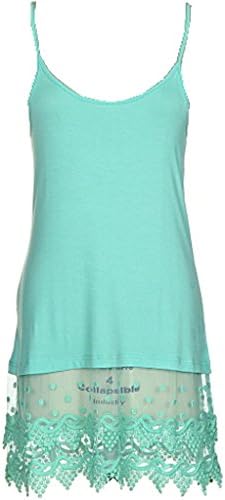 Cami Slips Crochet Lace Hem Tank Top Mint S LVD-10040