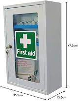 Safety First Aid Group Cabinet Clear Front Shelves Key Lock 2 Keys Empty view 2