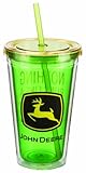Vandor 28051 John Deere 18 oz Acrylic Travel Cup with Lid and Straw, Mulitcolor