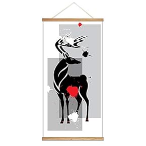 Hanging Poster with NO Mangetic Wood Frames Ink Abstract Animals Home Wall Canvas Prints Ready to Hang - 18"x36"