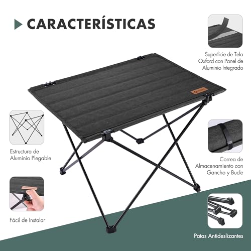VILLEY Portable Folding Camping Table, Ultralight Outdoor Table with Bag, Aluminum and Oxford Fabric, for Picnic, Hiking and Outdoor Activities