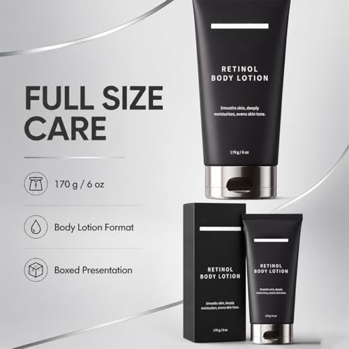 Retinol Body Lotion, Firming Body Cream for Crepey Skin, Moisturizing Anti-Aging Lotion for Neck, Arms, Legs & Full Body Skin Care, 170g