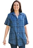 Women's Plus Size Denim Tunic Length Short Sleeve Bigshirt