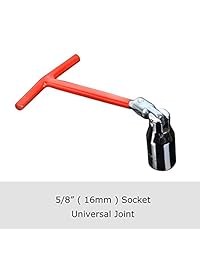eKoi   Kit de herramientas de extracción de llaves de vaso giratorias de rosca universal de 0.630 in con mango en T antideslizante, color rojo