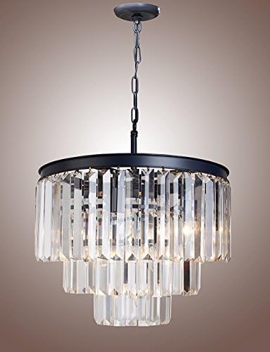 21 Inch , Crystal Pendant Lamp ,Ceiling Light Fixture Odeon Crystal Glass Fringe 3-tier Chandelier Chandeliers Lighting
