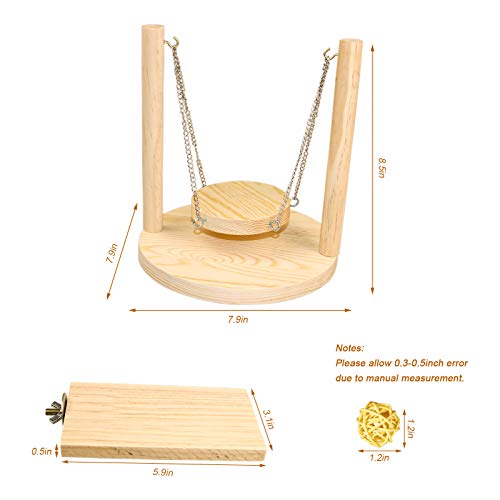 3 Packs Parrot Swing Toys Set,Natural Wood Parakeet Swing Bird Cage Perch Toys Colorful Rattan Balls Chew or Climb,Suitable for Small and Medium Conures, Love Birds, Cockatiels, Macaws, Finches (H01)