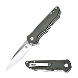 KIZER Folding Pocket Knives Flipper Knife Drop Point Blade G10 Handles Tactical EDC Knife, Barbosa V3487 (Green)
