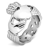Stainless Steel Claddagh with Celtic Knot Eternity Design Ring - Size 9.0
