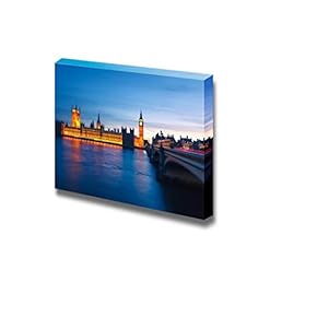 Canvas Prints Wall Art - Big Ben and Houses of Parliament at Night, London, UK | Modern Wall Decor/Home Decoration Stretched Gallery Canvas Wrap Giclee Print & Ready to Hang - 12" x 18"