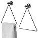 MyGift Hand Towel Holder for Bathroom, Metal Hand Towel Holder, Matte Black Hand Towel Rack Wall Mounted, Triangular Towel Ring for Bath Accessories (Black-2 Picecs)