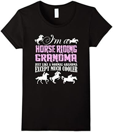 Womens I AM HORSE RIDING GRANDMA GRANDMOTHER COOL T SHIRT Large Black