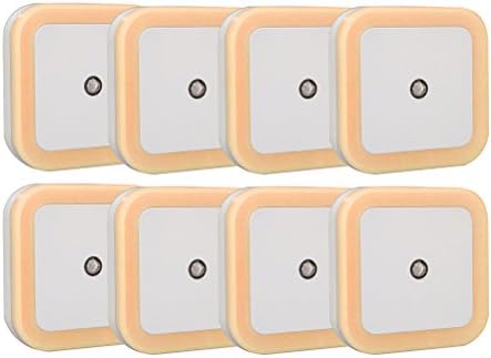 Ledinus 8 Pcs Warm White Plug In LED Night Light with Smart ON/OFF Sensor, Offset Prongs, Soft Brightness, Wall Night Light for Kids Baby Nursery Bedroom Hallway