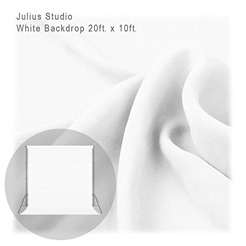 Julius Studio 20 ft X 10 ft White Chromakey Photo Video Studio Fabric Backdrop, Background Screen, Pure White Muslin, Photography Studio, JSAG198