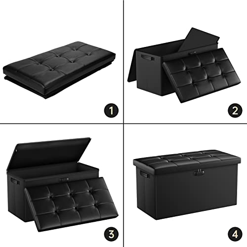 ENGPOW Storage Ottoman Bench,Fireproof Folding Bench with Lock,30