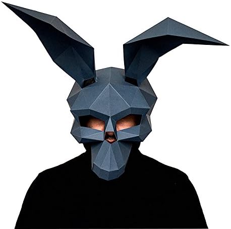 3D Paper Mask Animal Head Molds DIY Halloween Party Costume Cosplay Facial Paper-craft Kit (Devil Black)