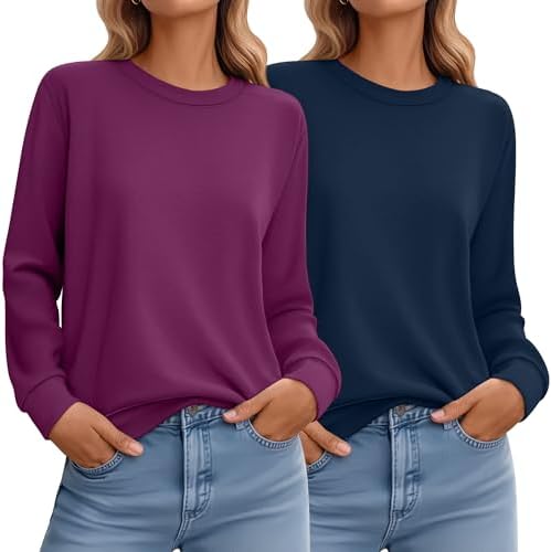 Oakgarden 4 Pack Womens Long Sleeve Cropped Sweatshirts Crew Neck