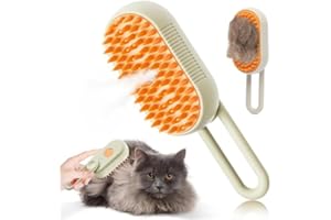 ATAZUA Cat Steam Brush, 4 in 1 Steam Brush for Cats Dogs, for Cleaning, Shedding, Massage & Combing, Rechargeable and Anti-Static, b02