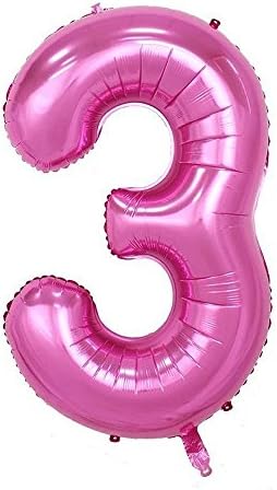 Ruimeier Pink Number 3 Balloons (40 INCH) Birthday Balloons Aluminum Mylar Balloon for Party Decorations Wedding Anniversary Baby Bridal Shower B03PK