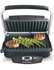 Hamilton Beach Steak Lover's Electric Indoor Searing Grill, Nonstick 100 Square, Stainless Steel (25331), Black and Stainless, Medium