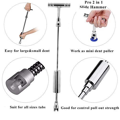 GLISTON Dent Puller Removal, Paintless Dent Repair Kit, PDR Slide Hammer kit with 13pcs Thickened Tabs& 5pcs Pry Tool& 2 pcs Wax Applicator Pads for DIY Vehicle Body Motorcycle Refrigerator Washer - Thumbnail 2
