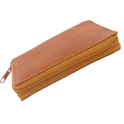 Mens Zipper Hipster Credit Card Holder Tan Wallet