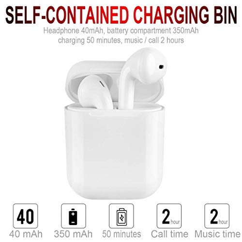 RUYIKA Wireless Headphones, 5.0 Bluetooth In-ear TWS Stereo Earphones Headset TWIN Earbuds, Compatible with iPhone/android/Samsung