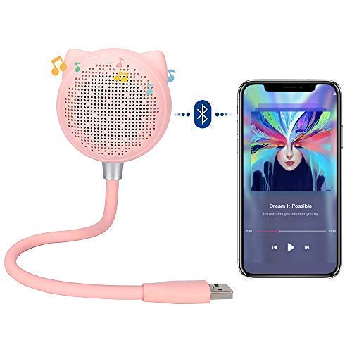 KuDiff Desk Lamp with USB Charging Port Built in Bluetooth Speaker Touch Sensitive Dimmable Brightness & 2 Color Mode, Creative Reading Lamp with Bluetooth Music Night Light Flexible USB Goose Neck