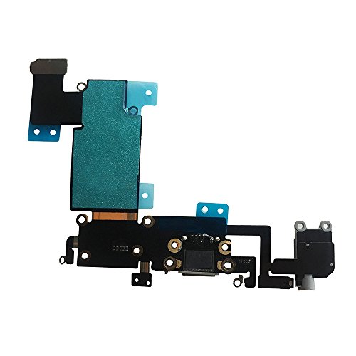 Johncase Charging Port Dock Connector Flex Cable w/Microphone + Headphone Audio Jack Port Ribbon Replacement Part Compatible iPhone 6s Plus 5.5" All Carriers (Black/Space Gray)
