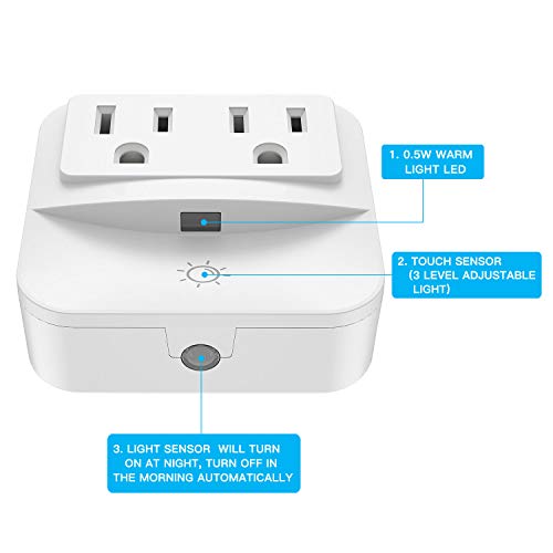 2 Night+Light+2+Outlet+POWRUI+Nightlight